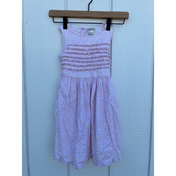 Laura Ashley Pink Dress, Soft Corduroy, Chest Ruffles, Tie‎ Back, Vintage Sz 5 - Picture 1 of 4